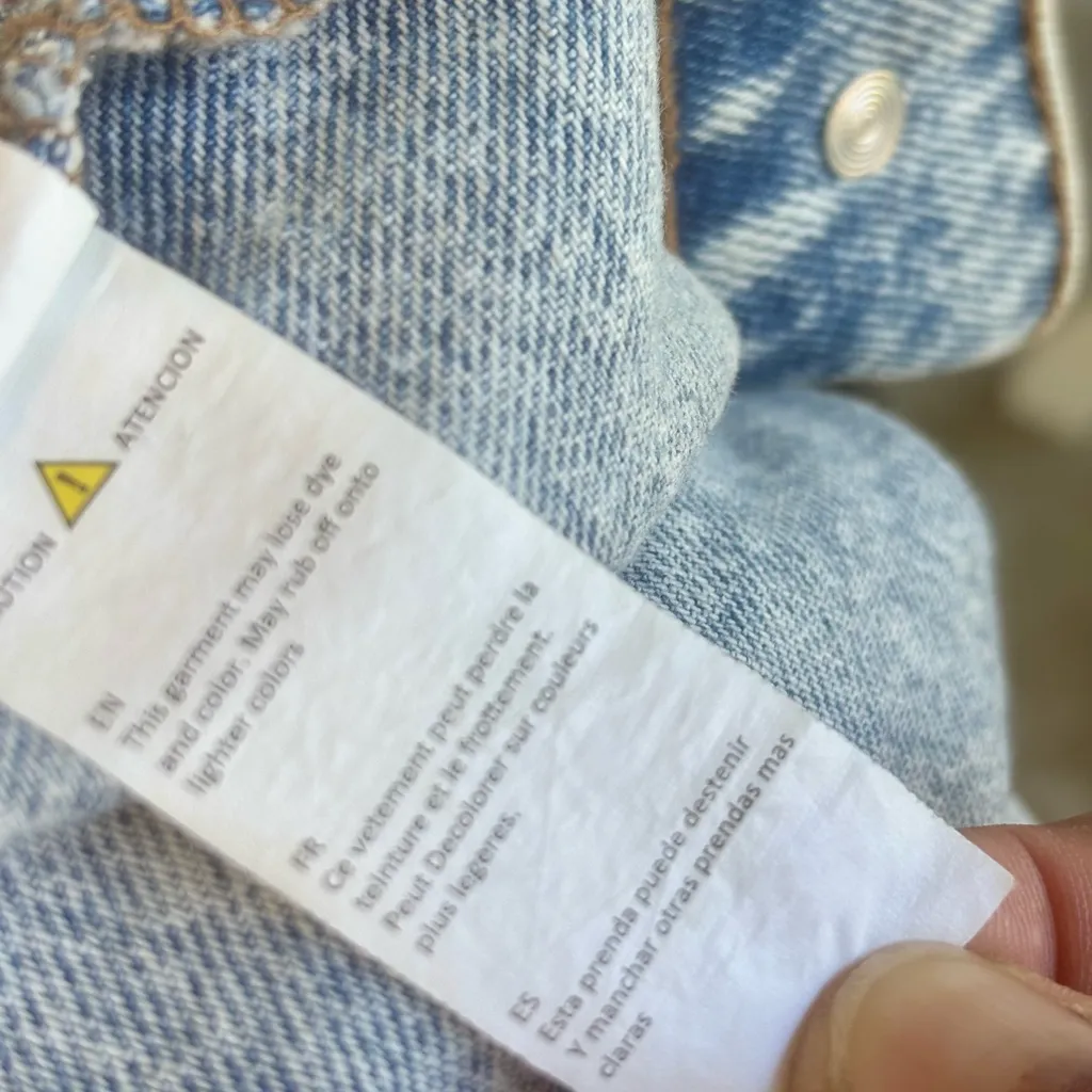 Refuge Acid Wash Denim Jacket With Sherpa Lining Vintage 90s Y2K Size Large Blue - Image 13