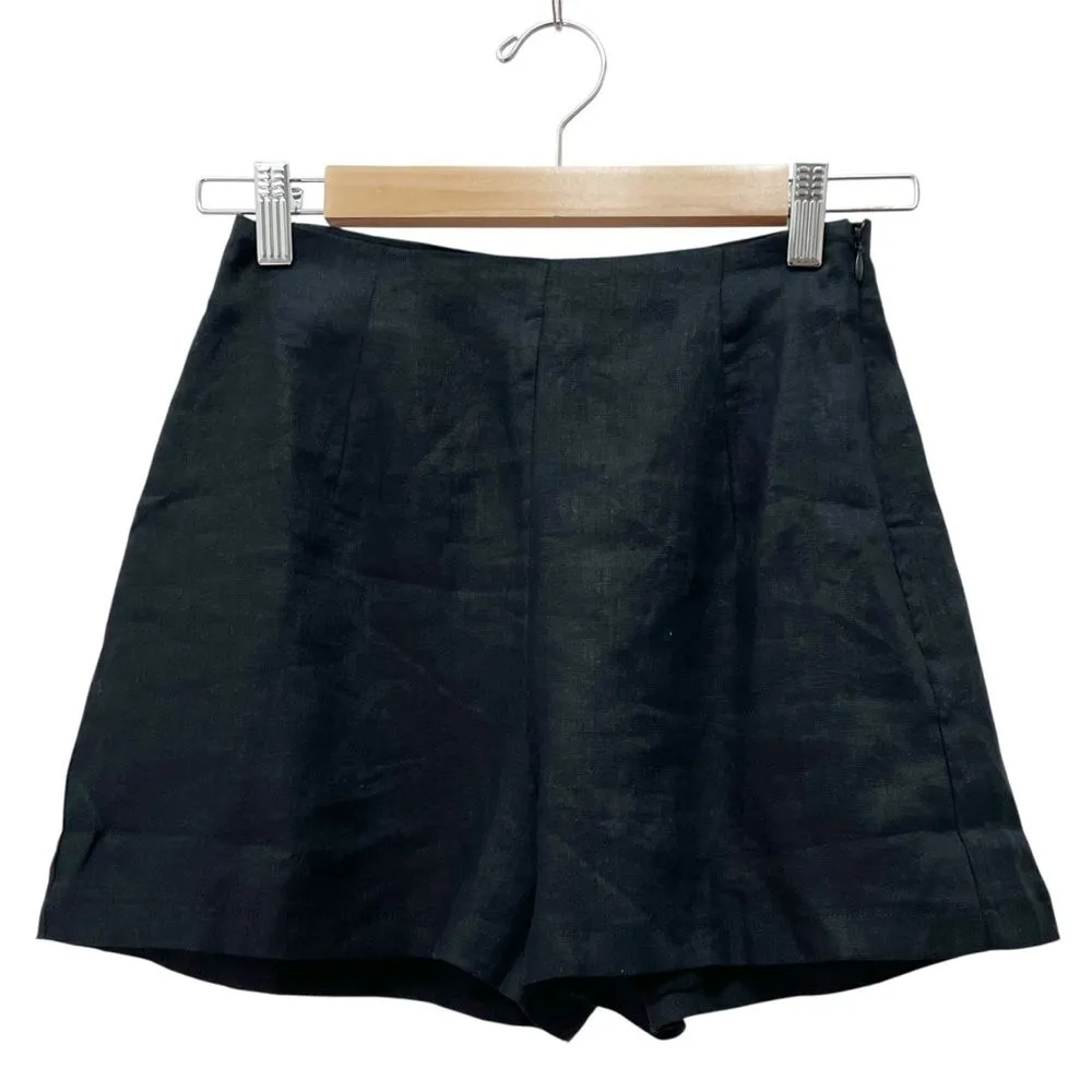 NWT DISSH Jessie Black Linen Shorts Size 2 US High Rise Zip Waist Tailored Short - Image 2