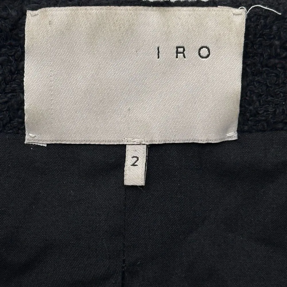 IRO Agneta Black‎ Boucle Tweed Knit Jacket Size 2 Full Zip Pockets - Image 12