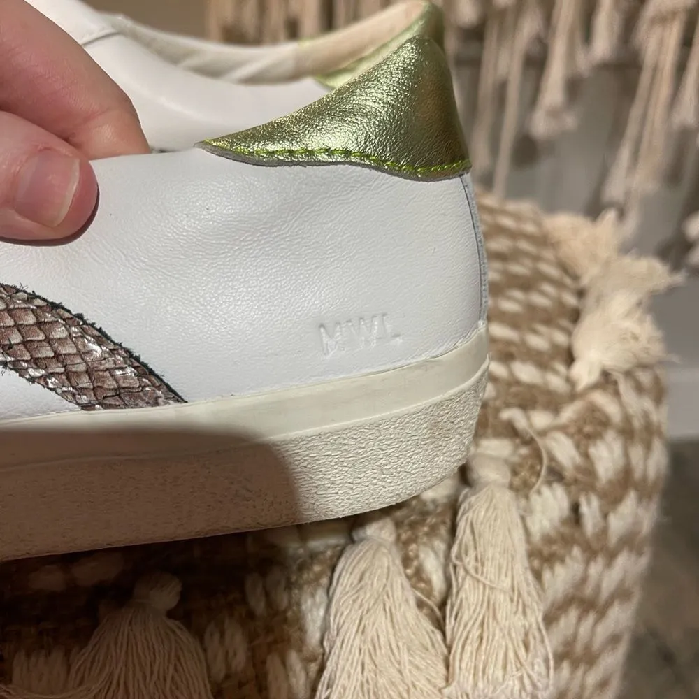 Madewell Sidewalk Low Top Snake Print Leather Sneakers/Shoes 8.5M - Image 6