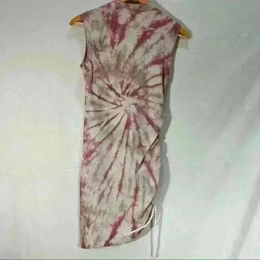PAM&GELA RevolveTye Dye Sleeveless Ruched Dress In Roses& Taupe Sz P Boho Hippie - Image 4