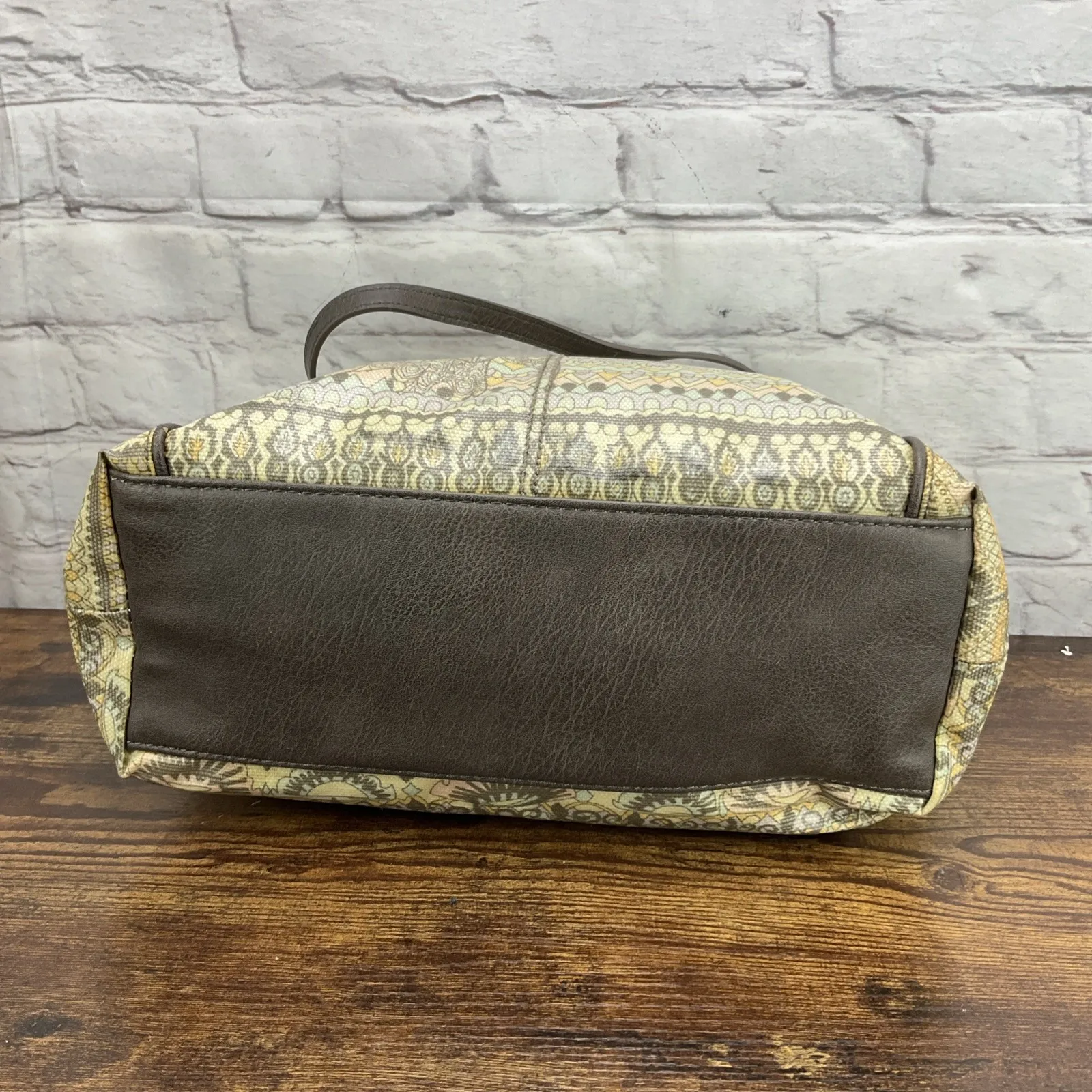 Sakroots Artist Circle Tote One World Beige Satchel Handbag Large With Elephant - Image 5