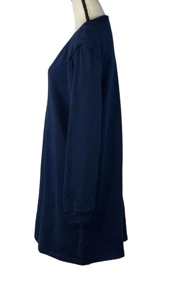 And Now This Medium Sweatshirt Shift Dress Long Sleeve Stretch Navy Blue New - Image 4