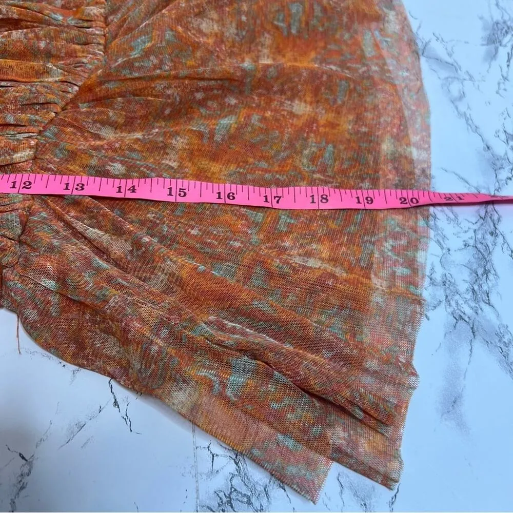 Free People Penelope Printed Smocked Peplum Top Orange Size L - Image 6