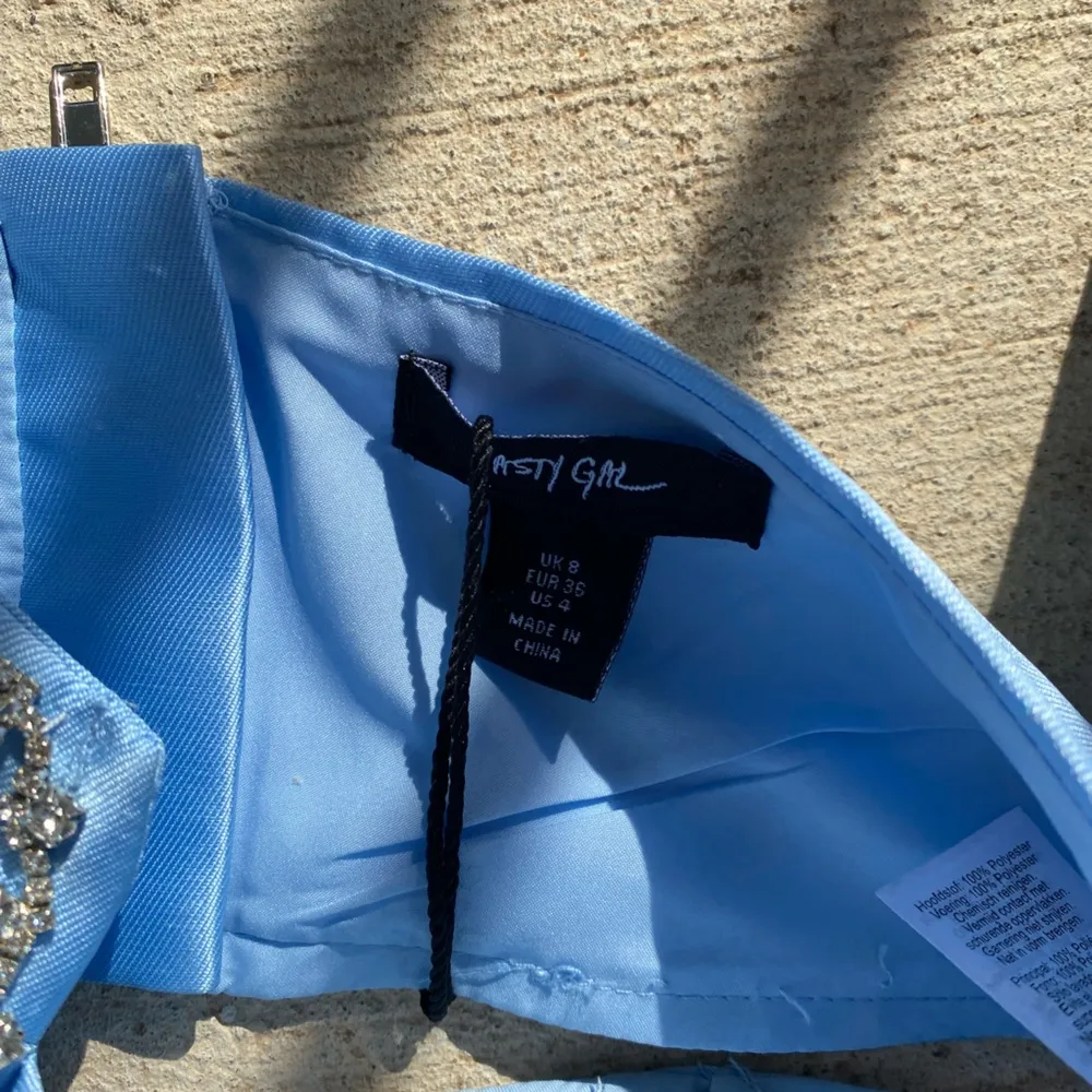 NWT Nasty Gal Light Blue Rhinestone Bralette, Size 4 - Image 3
