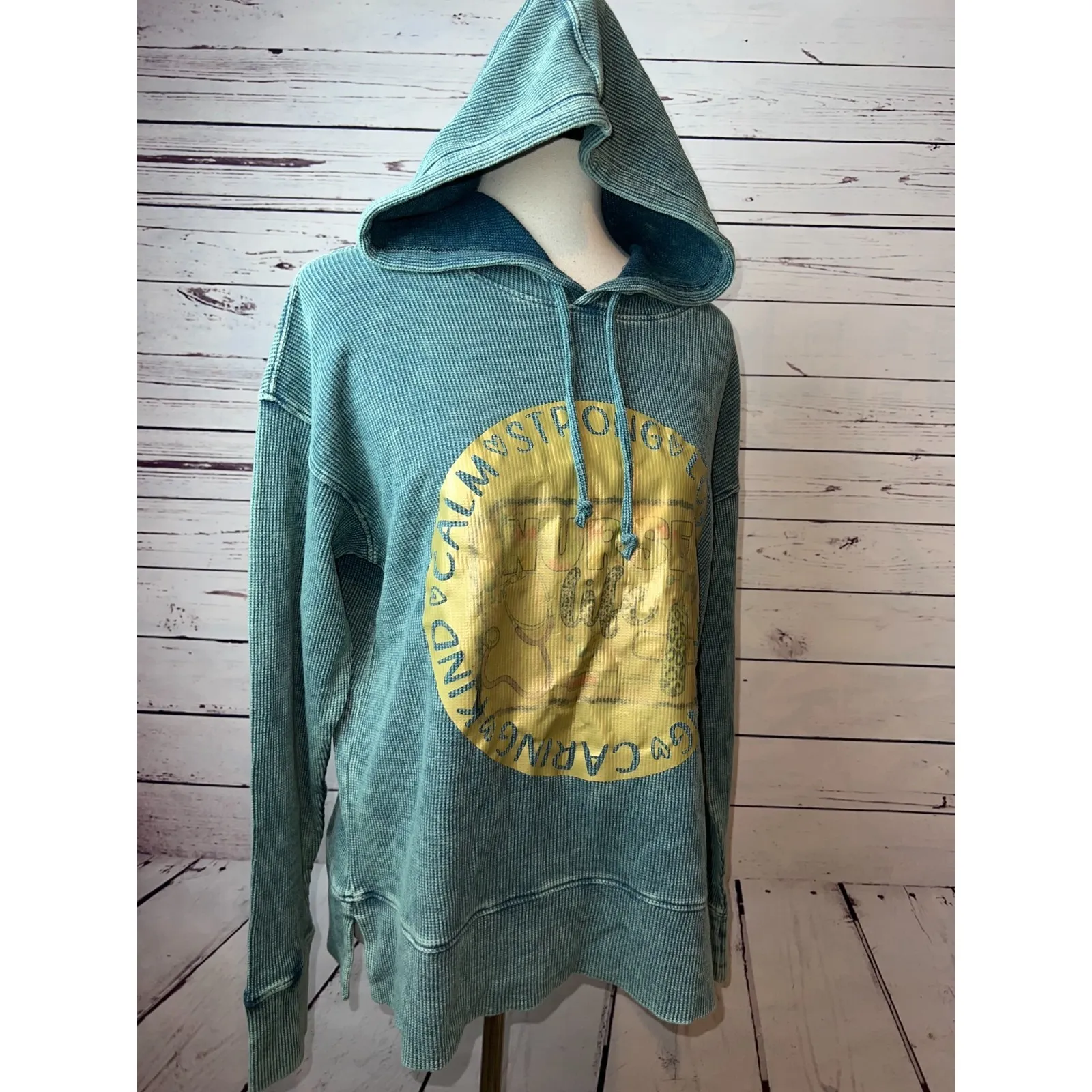 Natural Reflections‎ Hoodie Sweatshirt Medium Nurse Life Thermal Waffle knit NWT - Image 5