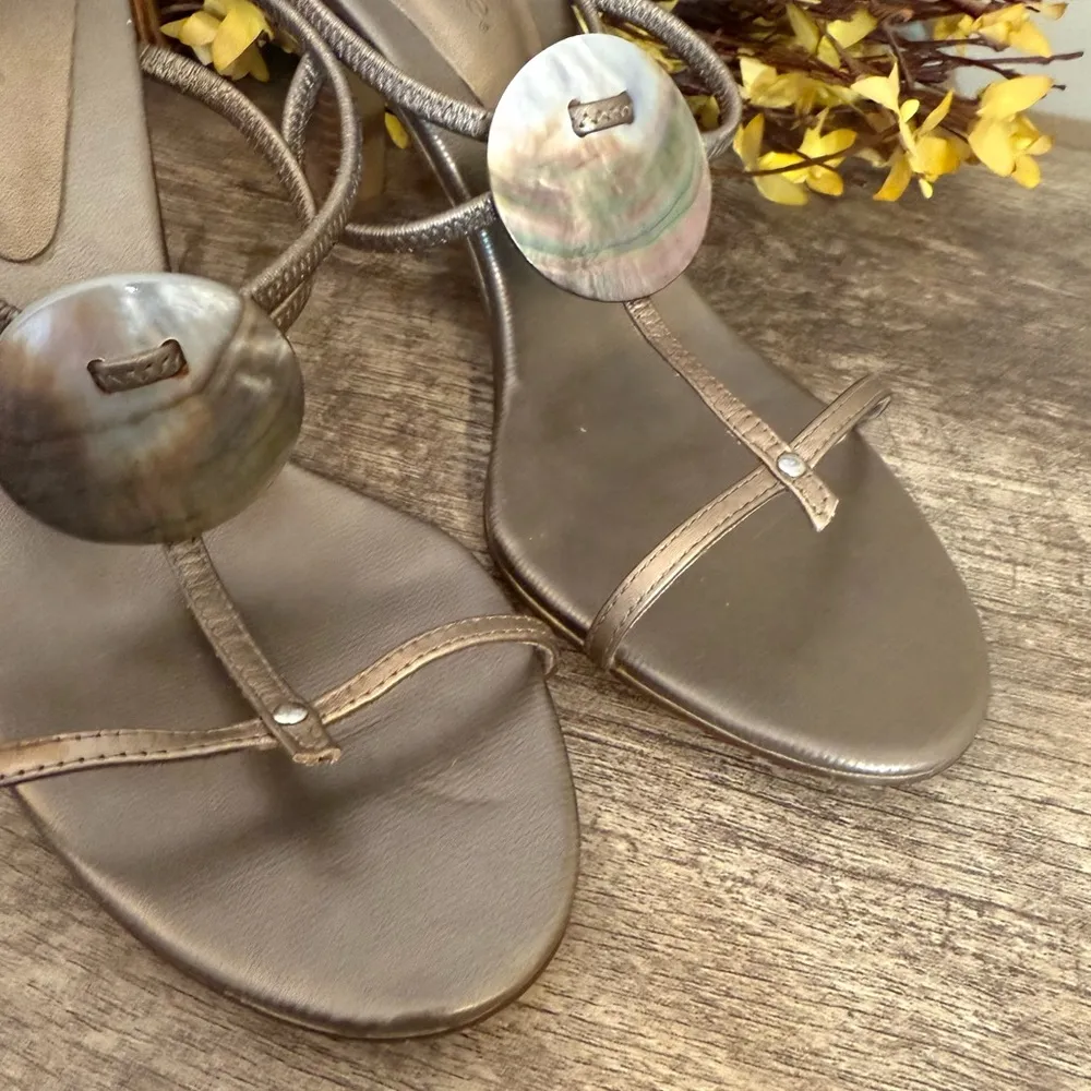 Maripe Leather Heels Shoes Mother of Pearl Abalone Shell Detail Women’s Size 9 - Image 6