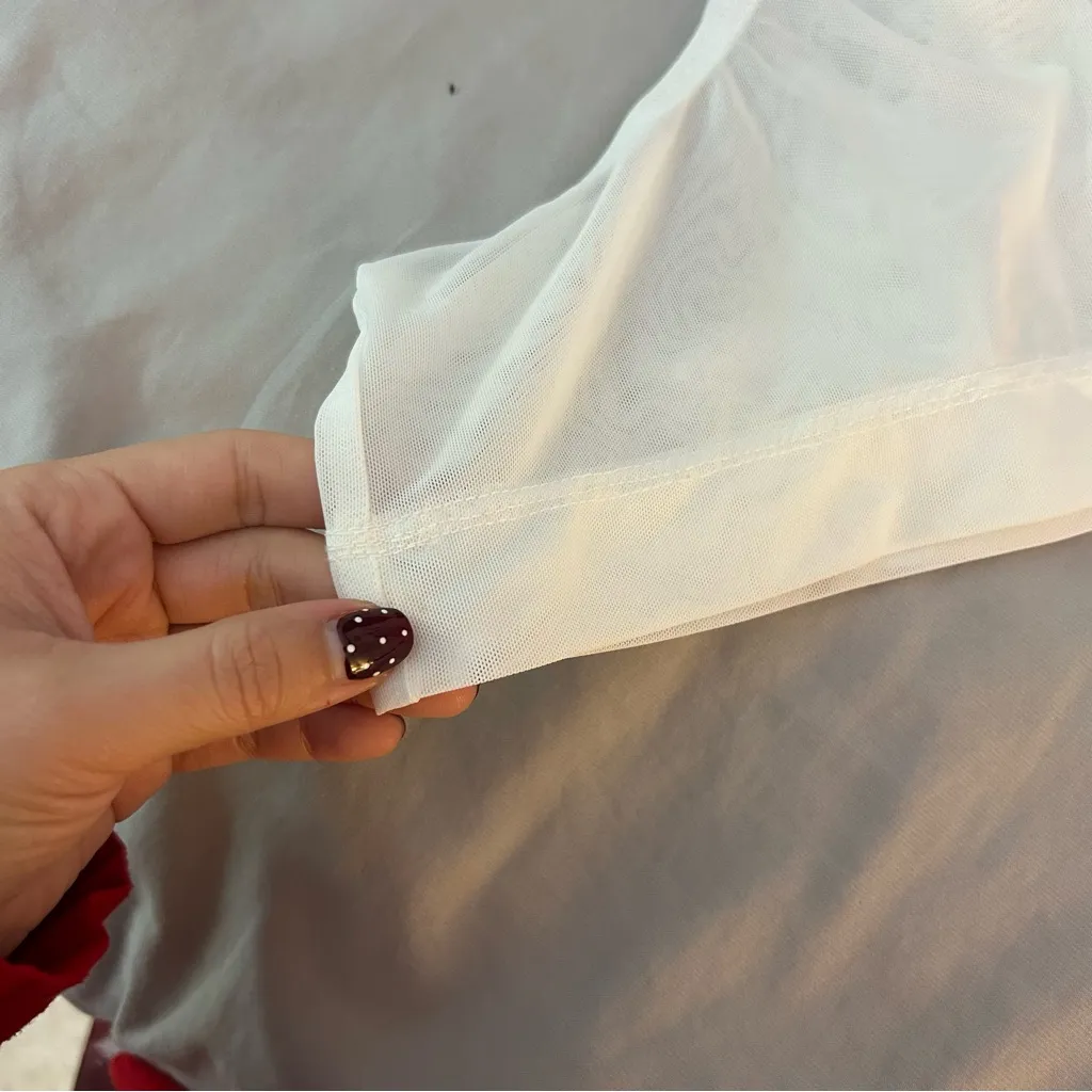 Syzygy The Label White Mesh Mini Skirt With Titanium Chains, High Waist Cut Outs - Image 14