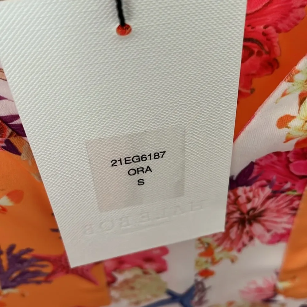 HALE BOB Yetty Jersey Dress Orange and Pink Starfish Floral dress size small - Image 6