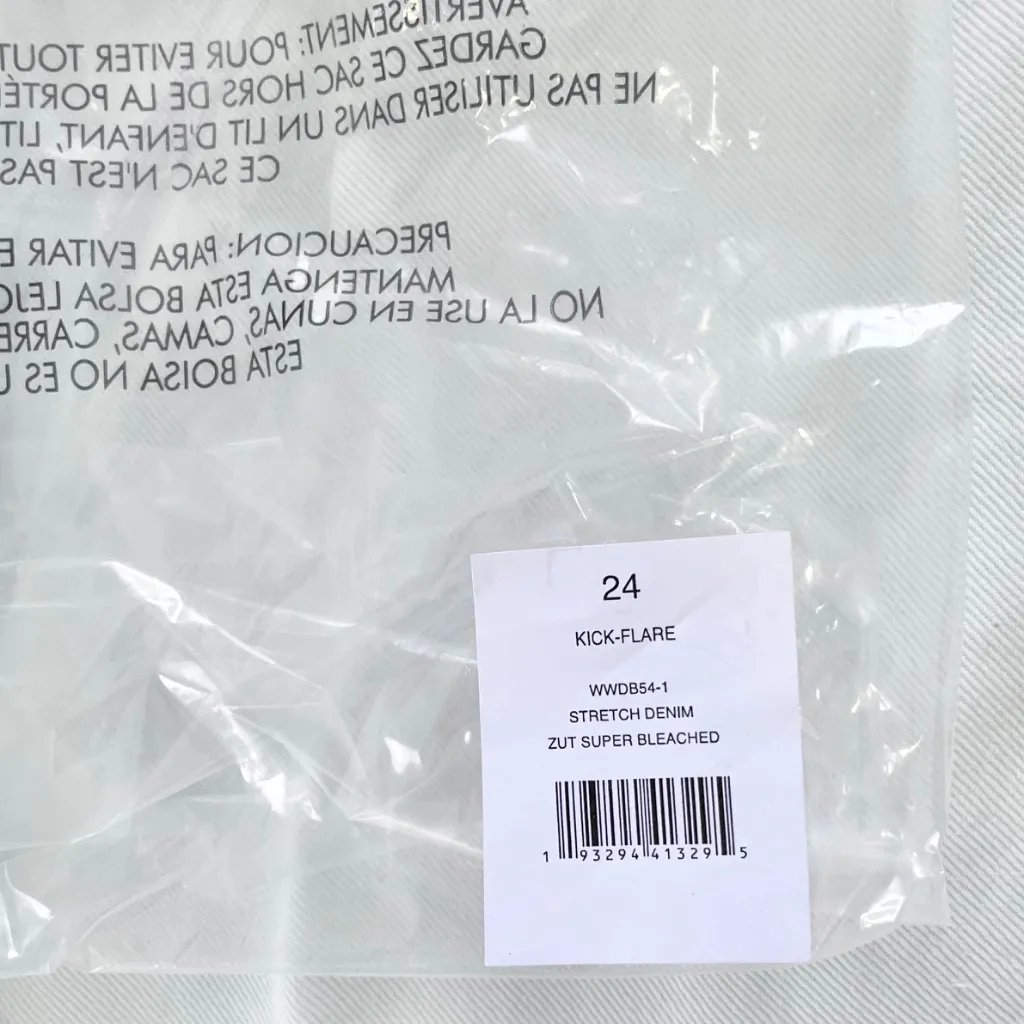 New WeWoreWhat Kick Flare High Rise Jean Super Bleached Nonstretch Denim Size 24 - Image 19