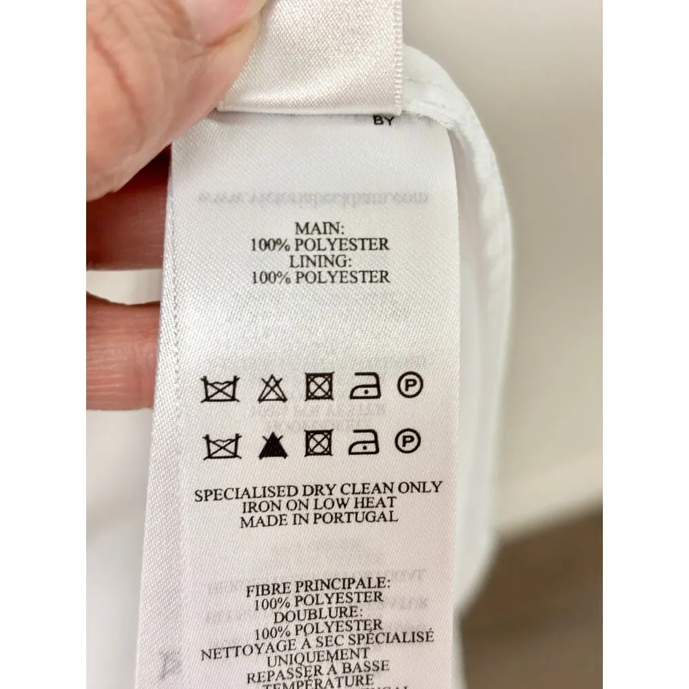 Victoria Beckham Floaty Godet Midi Dress Floral Negative White/Black Womens US 2 - Image 6