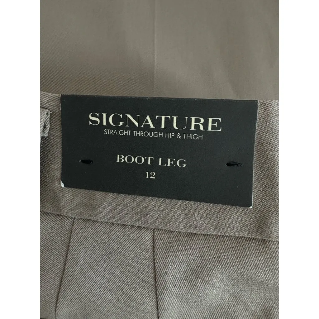 *New Ann Taylor Signature Pant Womens 12 Beige Boot Leg Quiet Luxury Old Money - Image 4