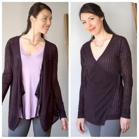 Betabrand  Microclimate Knit Office Wrap Plum Sweater - Image 2