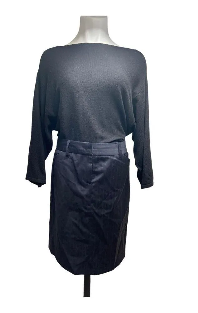 J Crew Women’s Navy Blue Wool Pinstripe Pencil Skirt Size 2 - Image 10