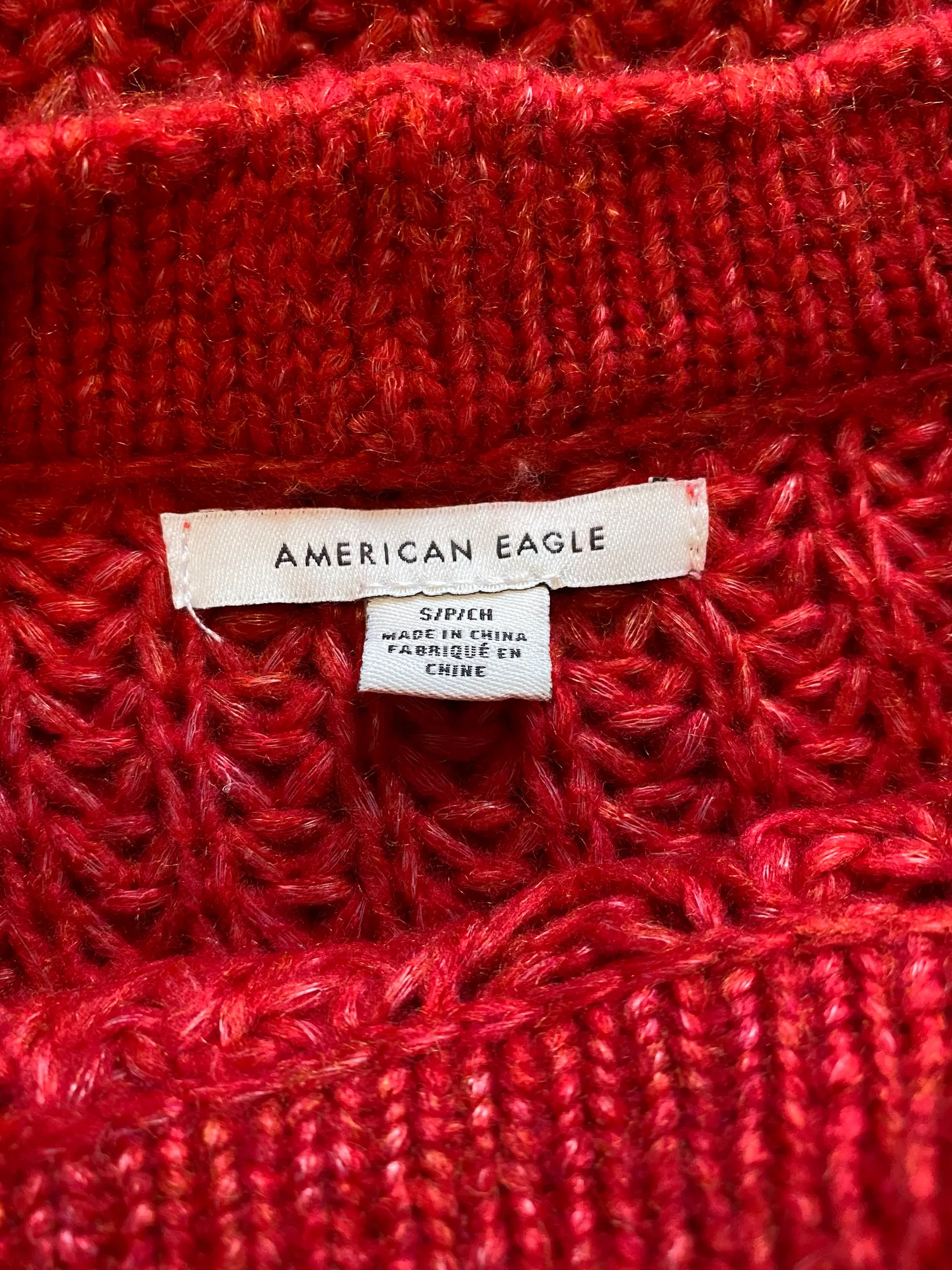 American Eagle Red Cropped Sweater - Image 4