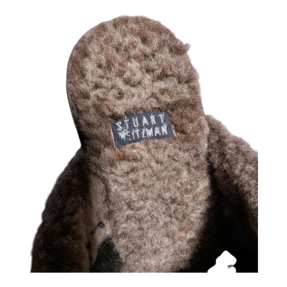 Vtg Y2K Stuart Weitzman Circuit Cola Brown Suede Shearling Lined Wedge Clogs 7 - Image 4
