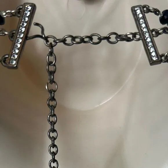 Y2K Vintage Antique Buckle/Beaded Choker‎ Black - Image 7