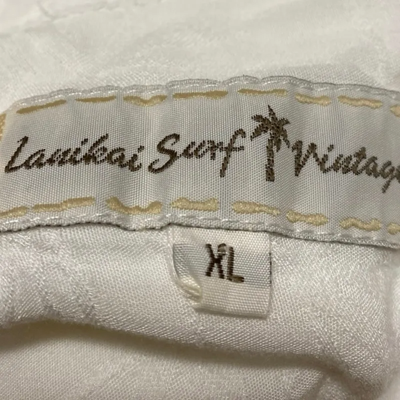 Lanikai Surf Vintage White Short Sleeve Pocket Button Down Shirt Top Size XL - Image 3