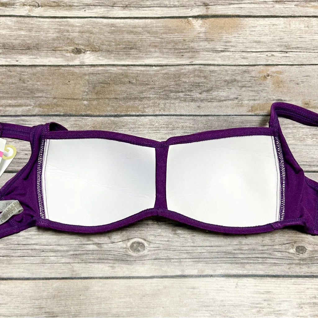 Quintsoul Purple Twisted Front Padded No Underwire Sweetheart Bikini Top NWT 8 - Image 6