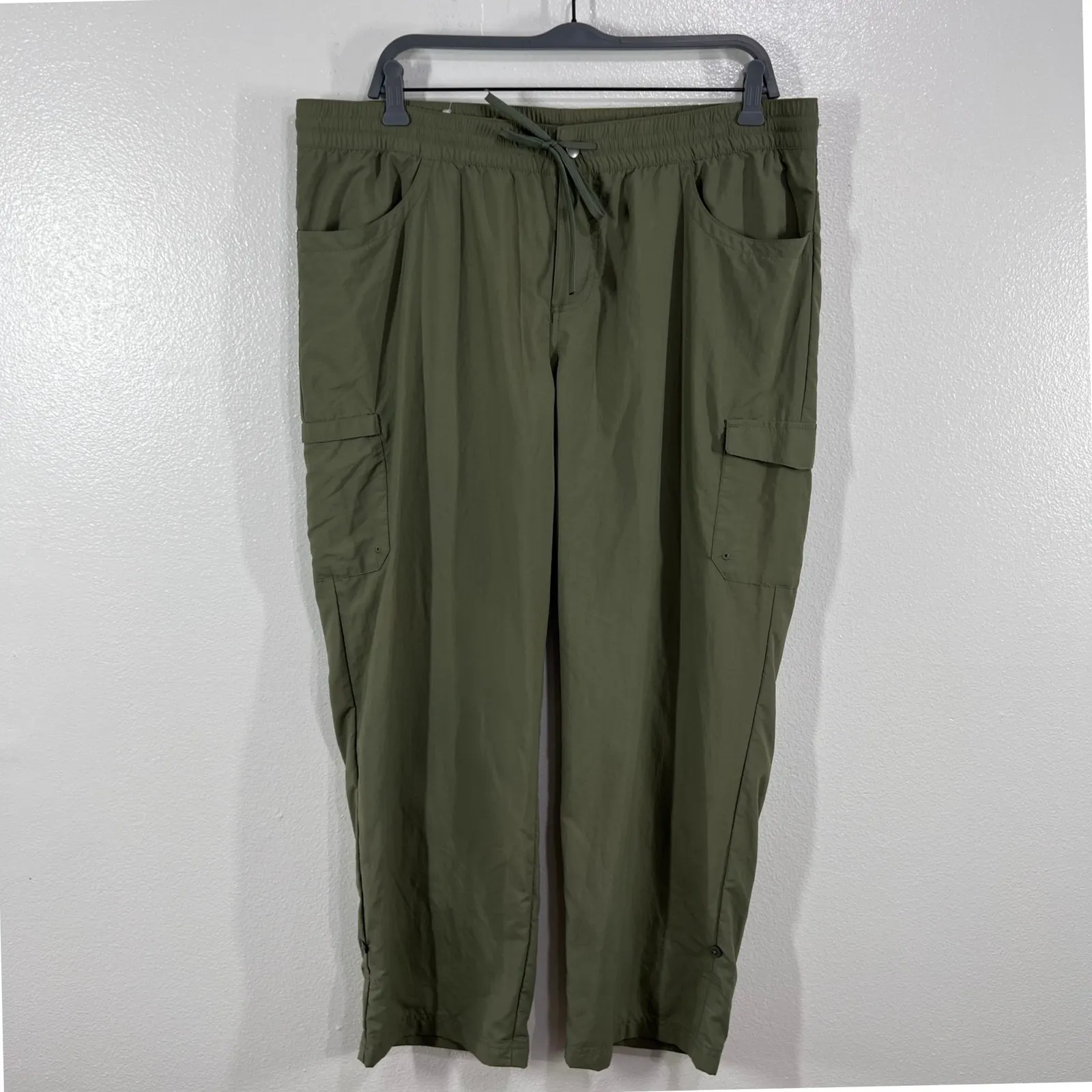 Columbia Women's‎ XL Olive Green Hiking Cargo Pants Lightweight Drawstring Waist - Image 3