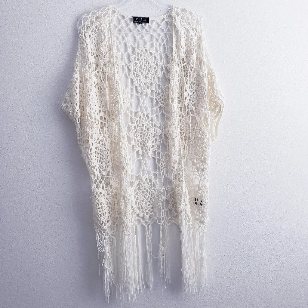 POL Crochet Fringe Lightweight Cardigan - Image 2
