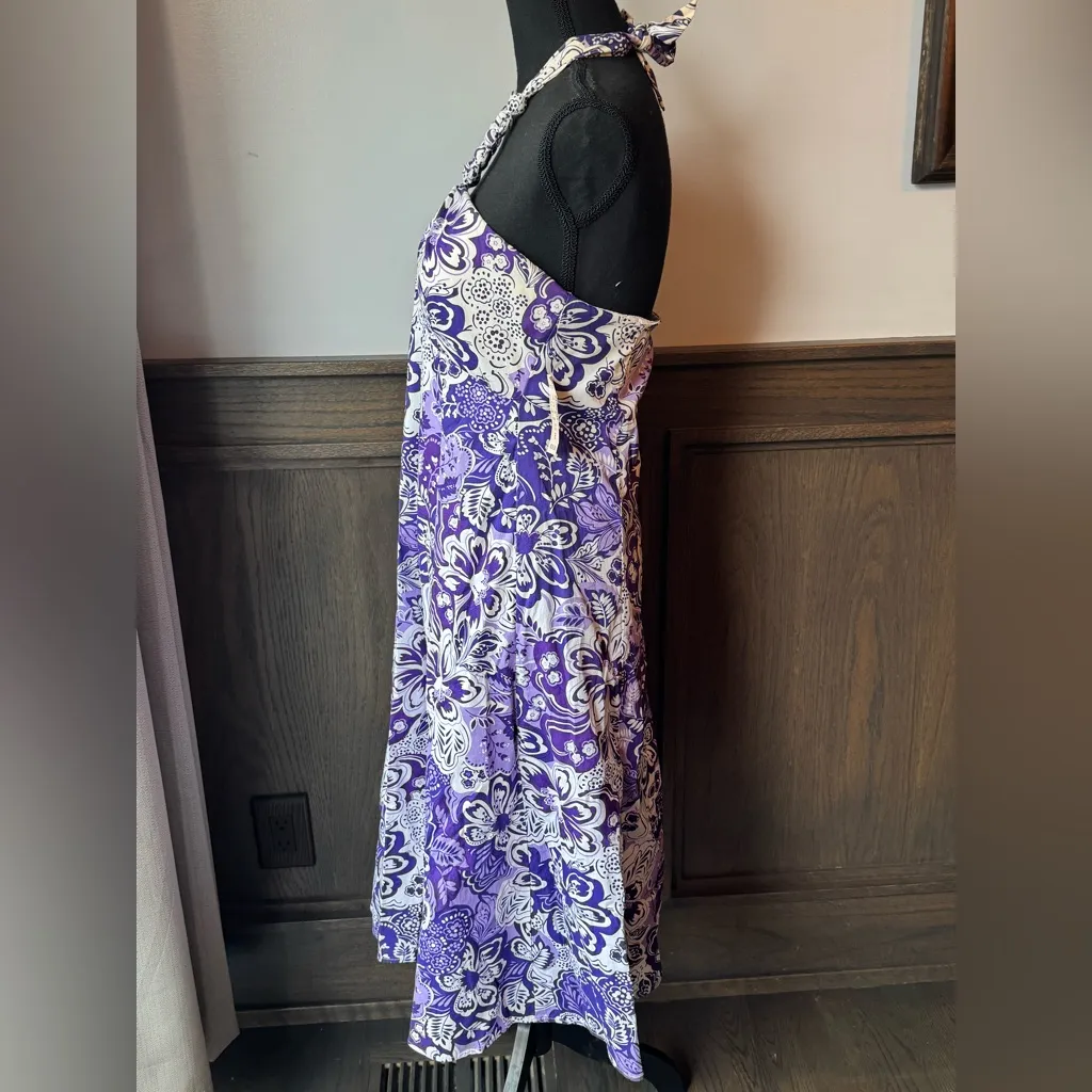 Dressbarn Purple and White Halter Floral Dress NWT 8 - Image 3