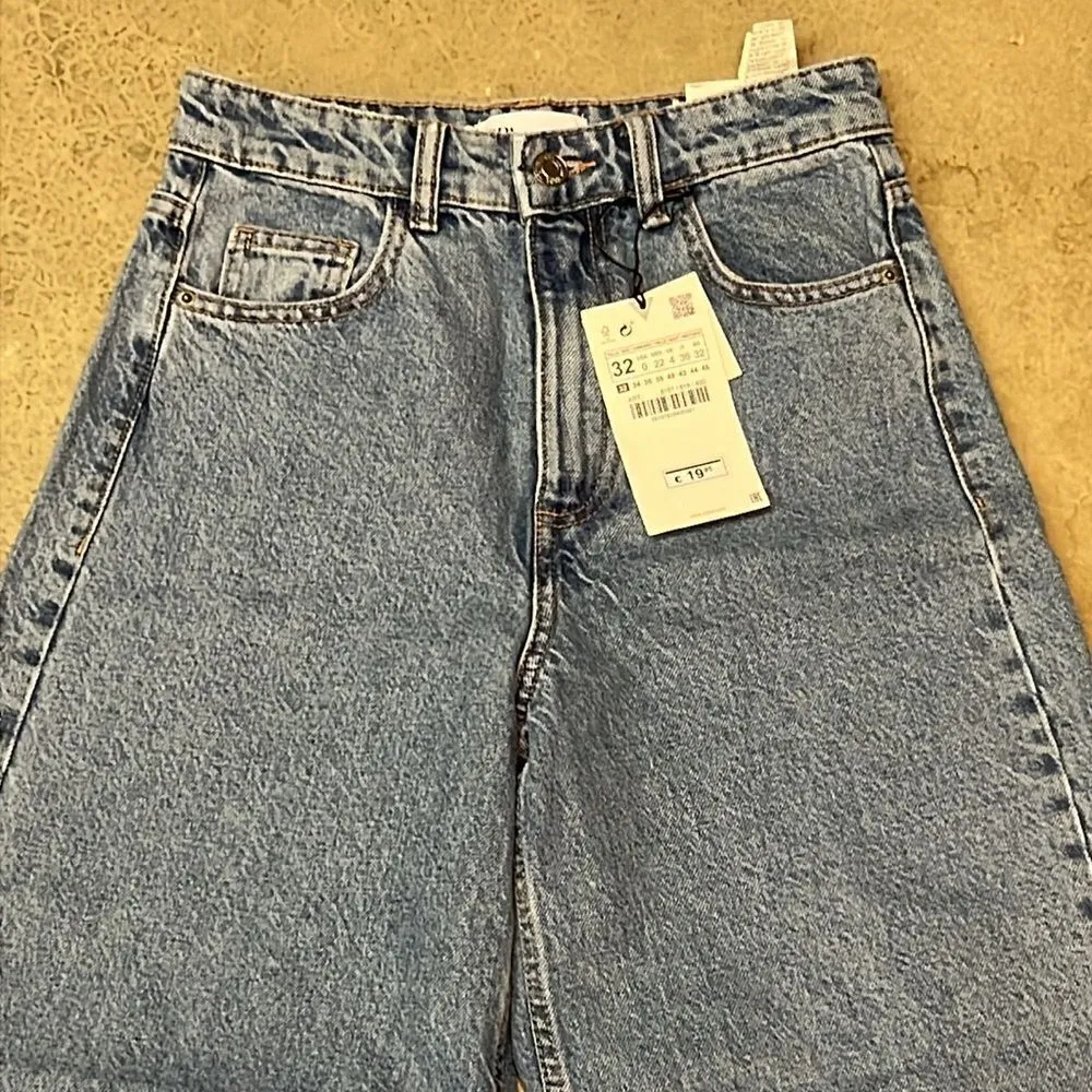 Zara High-Rise 8197/816 Wide Leg Culotte Jeans Sz:00 NWT C24 - Image 5