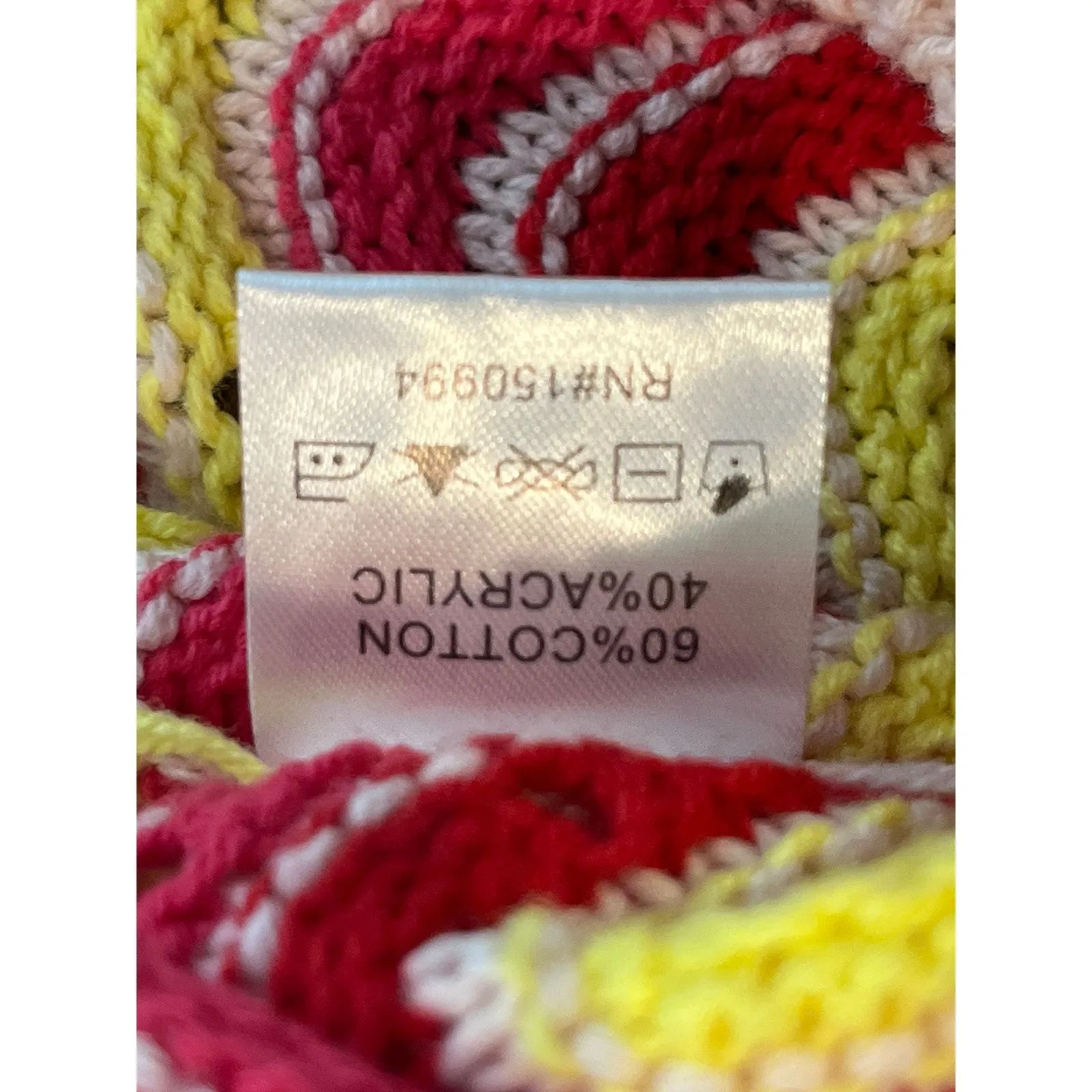 Kaily K NEW‎ Crochet Cap Sleeve Sweater Yellow Pink Chevron Pattern XL - Image 5