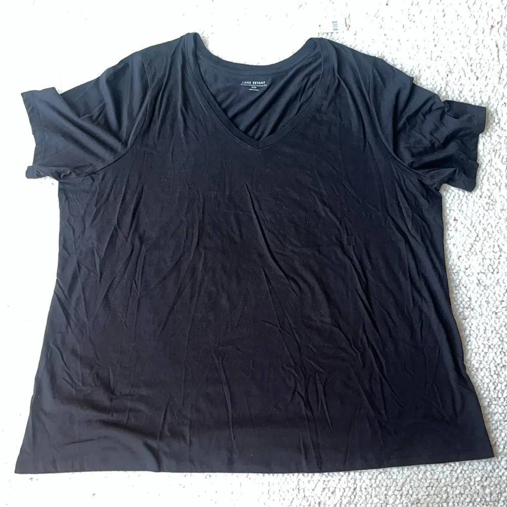 Lane‎ Bryant Perfect Short Sleeve V-Neck Tee Black 26/28 - Image 4