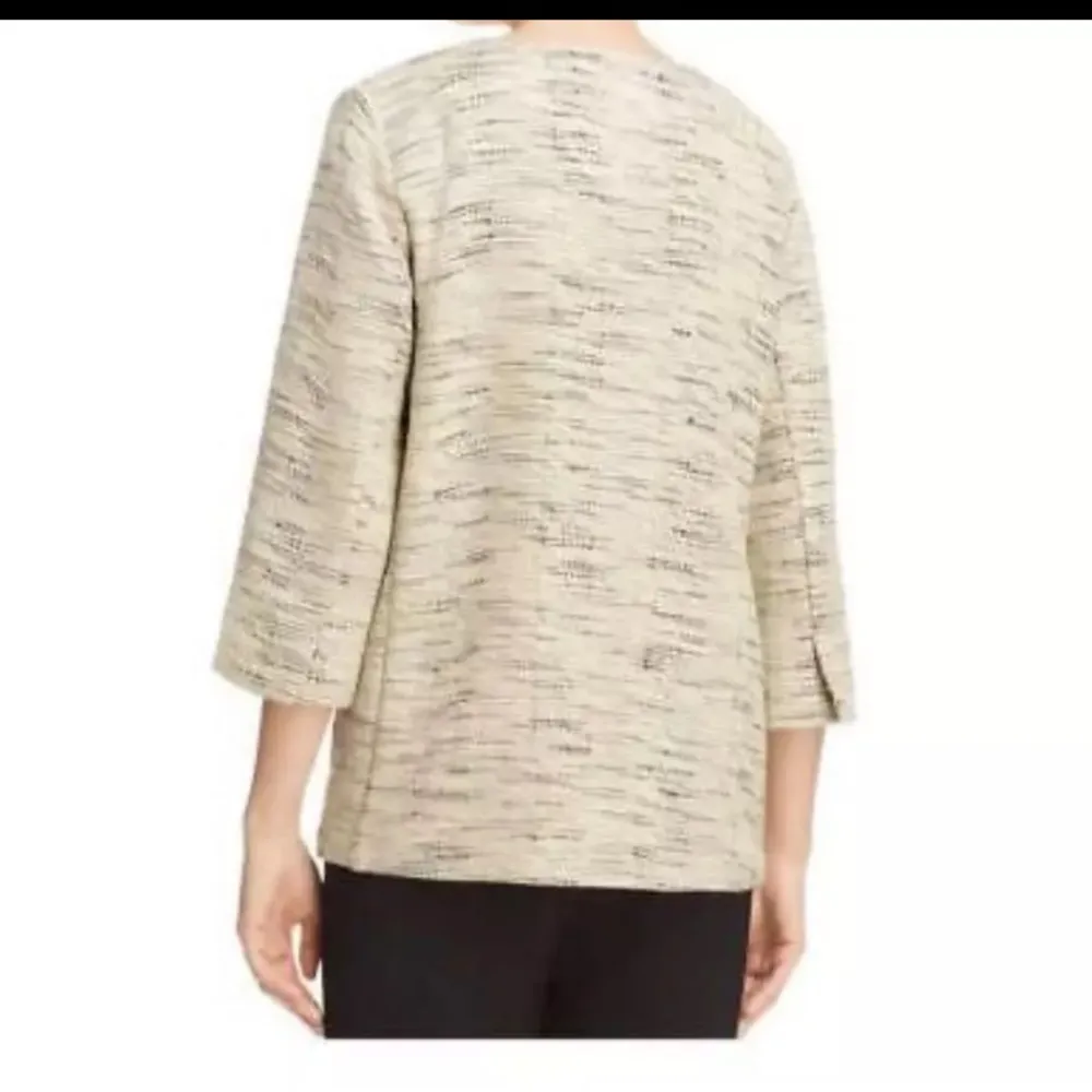 Eileen Fisher Natural Handloomed Cotton Furrows Round Neck Jacket Sz PM spring - Image 3