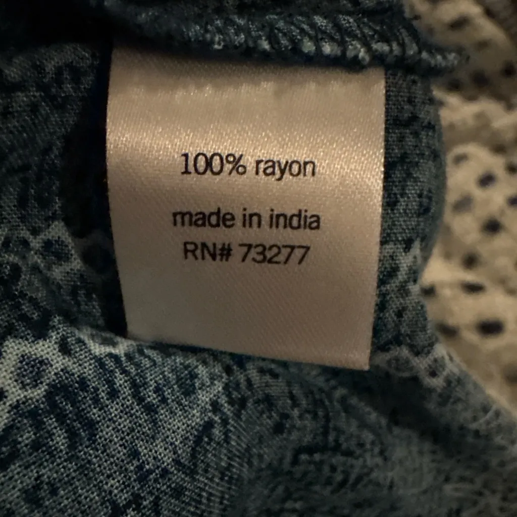 Sonoma  Boho Tassel Top XL Blue Rayon Peasant Blouse Lightweight Spring - Image 6