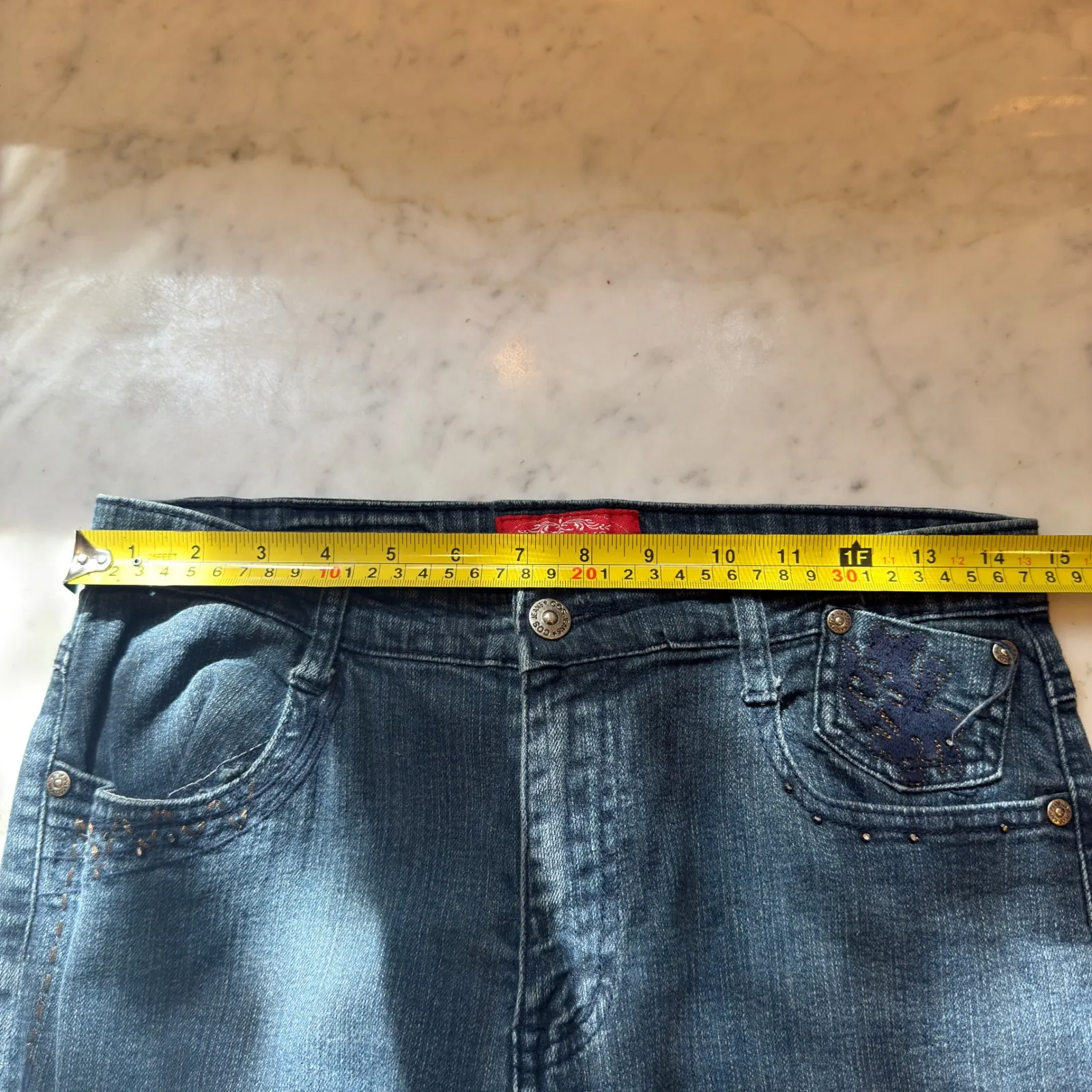 CosJeans Women's Jeans Size 8 Embellished Pockets Dark Wash Bootcut Denim Blue - Image 3