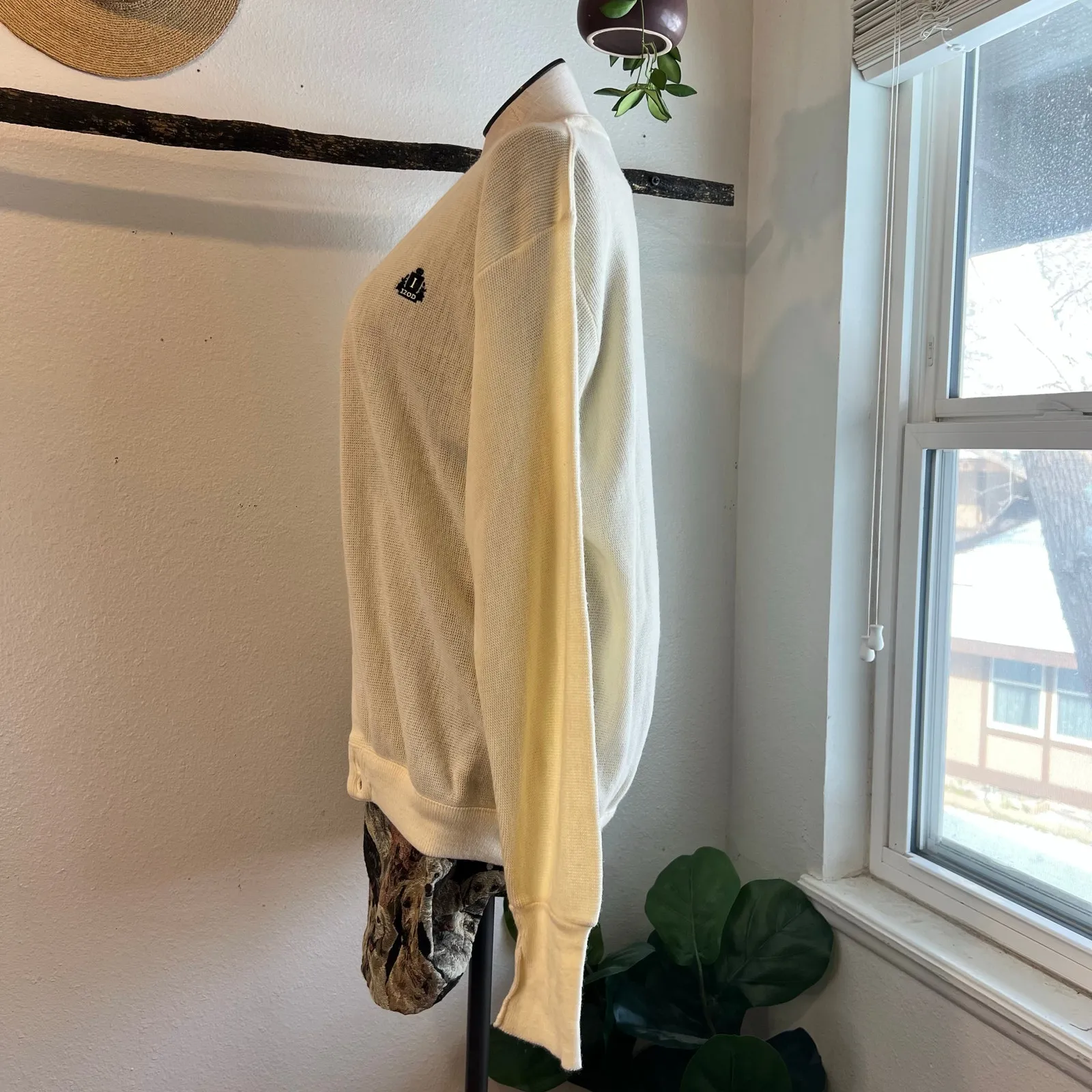 USA IZOD Vintage Cream Wool Blend Knit Cardigan Grandpa Sweater Size XL - Image 4