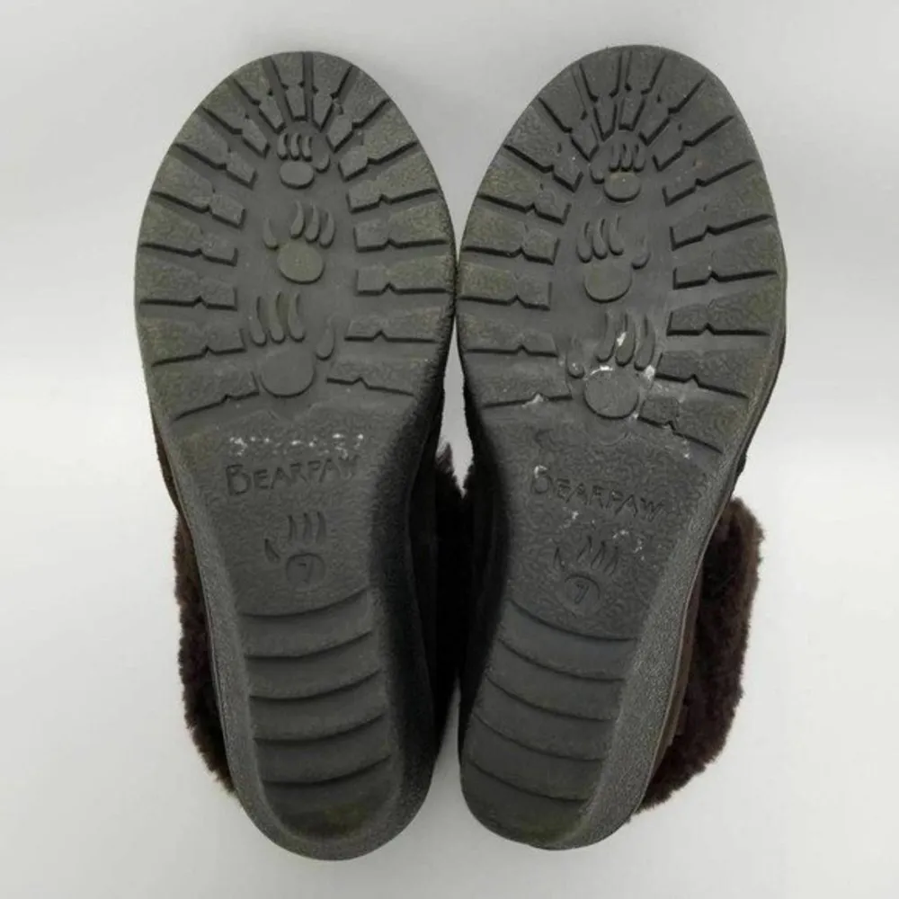 BEARPAW Flatiron Sheepskin Leather Suede Wedge Boots Brown Size 7 - Image 7