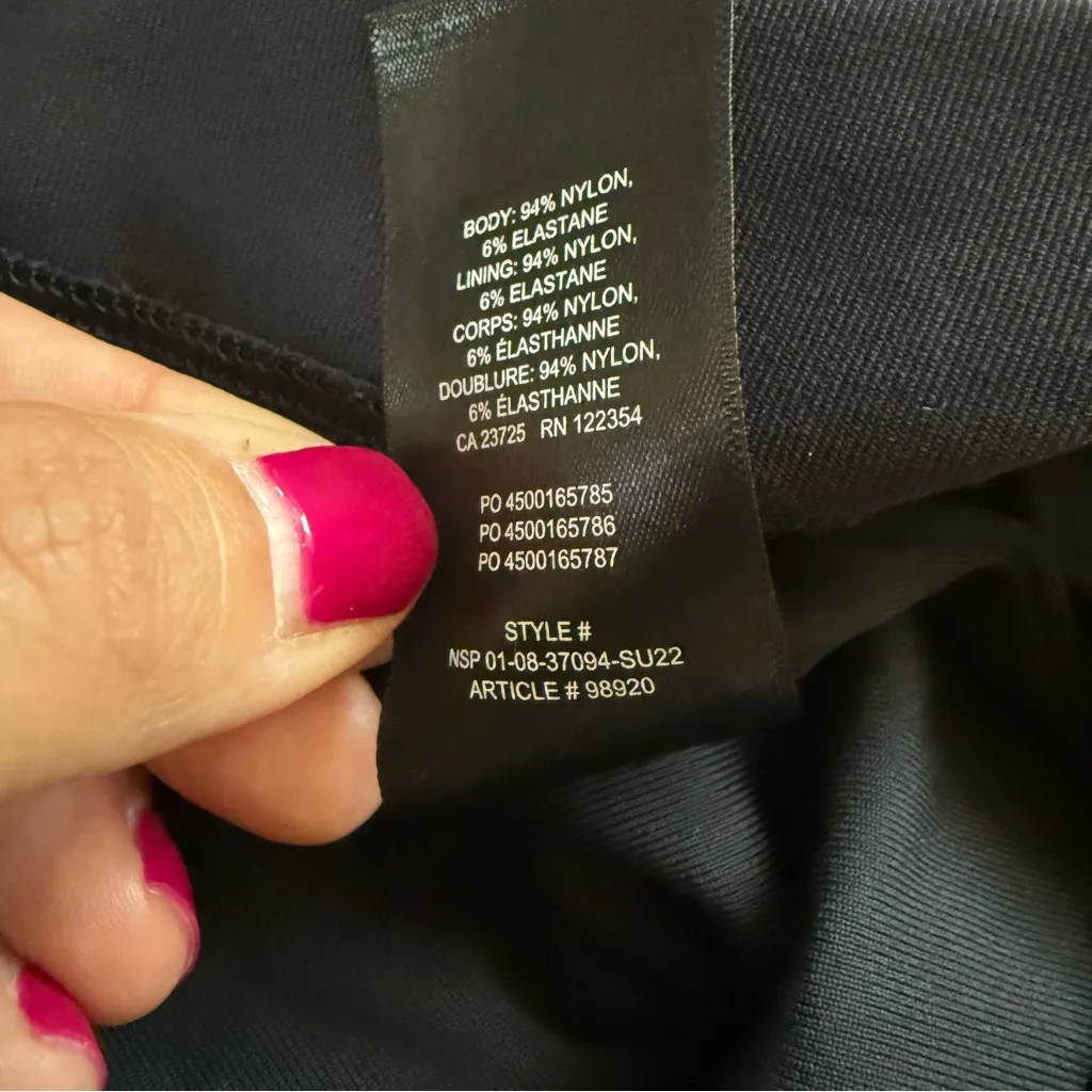 Aritzia Babaton Contour V-Neck Black Mini Dress Sz Medium Sleeveless Bodycon - Image 7