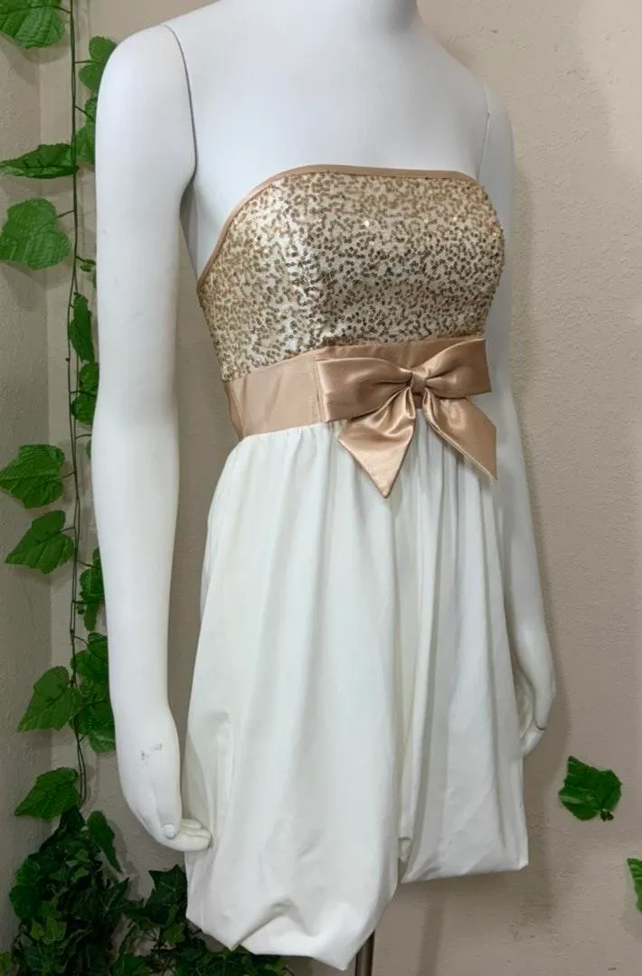 Gunne Sax  Gold Sequin Dress - Image 3