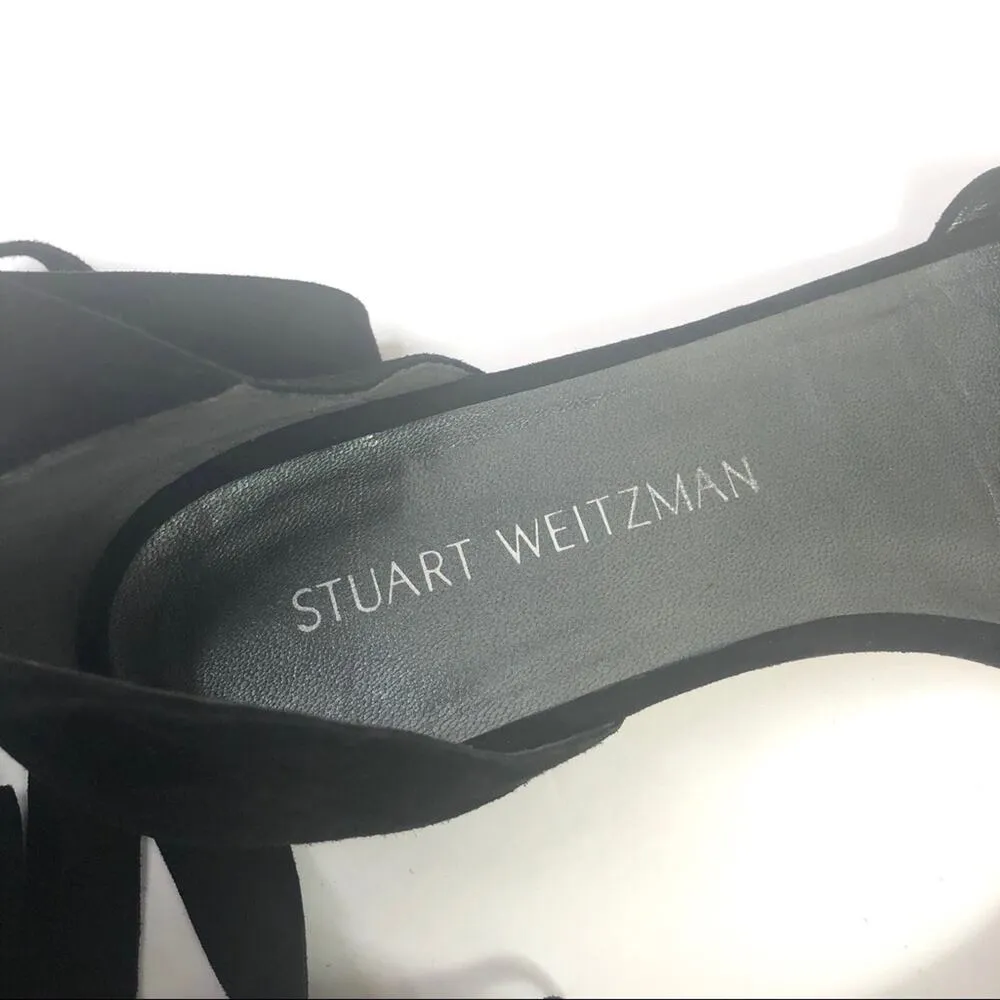 Stuart Weitzman Black 'Corbata' Ankle Wrap Sandals - Image 8