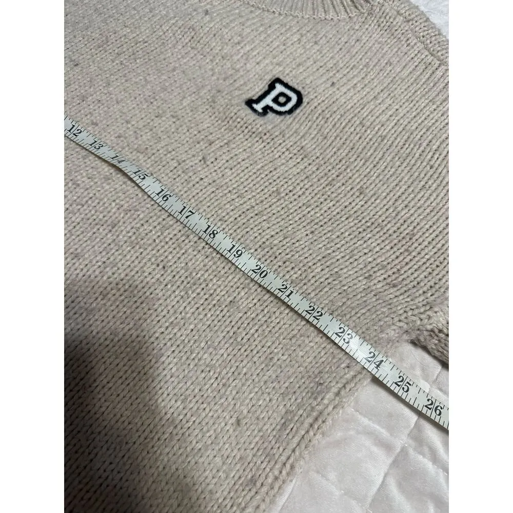 PINK Victoria's Secret Crewneck Pullover Sweater Women's Size Large Beige Warm - Image 8