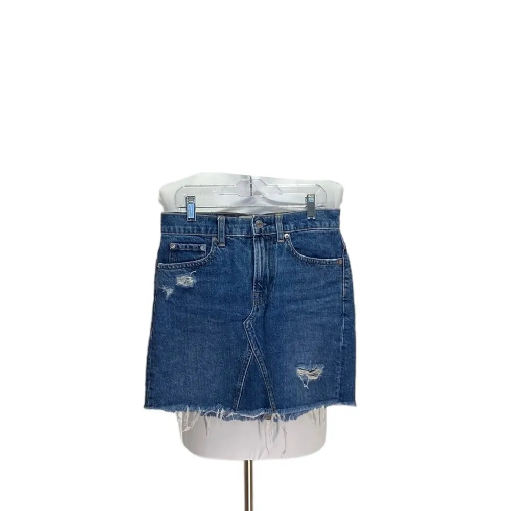 Everlane Deconstructed Denim Skirt Blue Size 25 Minimalist Quiet Luxury Bohemian - Image 2
