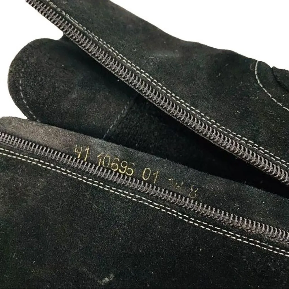 Fatte A Mano Black Suede Leather Boots Zipper Womens 41 Size 10.5 - Image 8