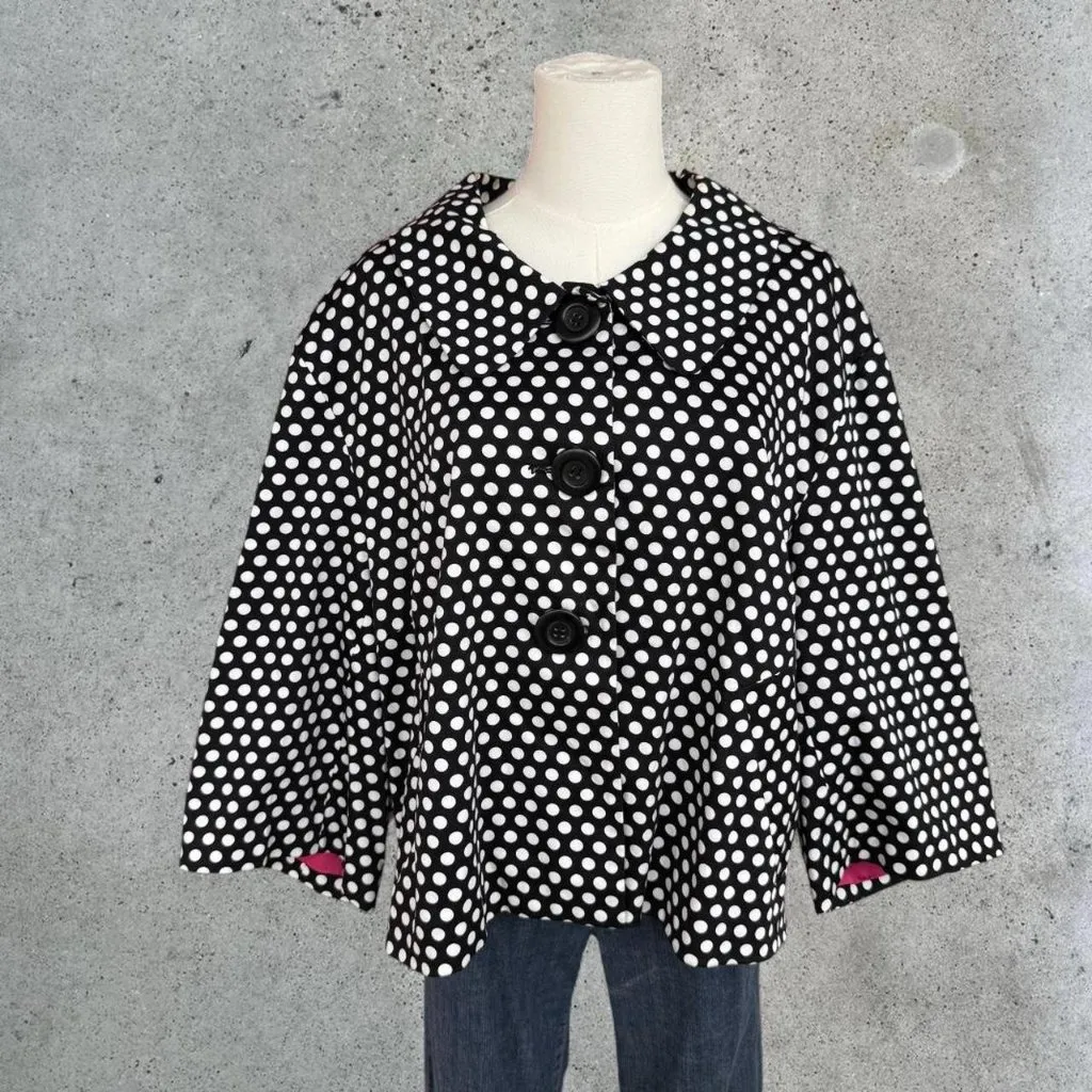 Vintage polka dot button up jacket // plus size... White Size 2X - Image 3
