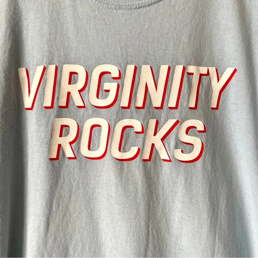 DANNY DUNCAN | Blue Long Sleeve VIRGINITY ROCKS Graphic Tee Sz L - Image 2