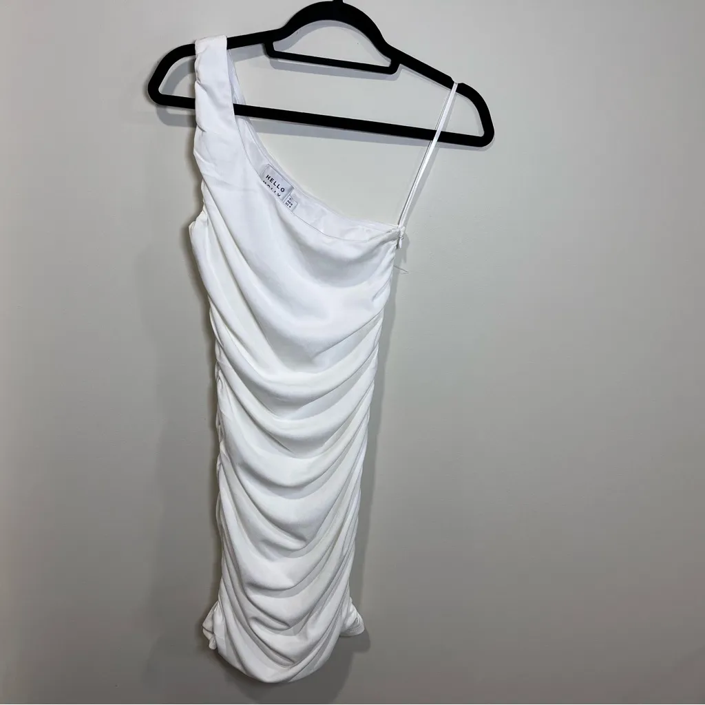 Hello Molly White Ribbed One Shoulder Bodycon Dress - Image 2