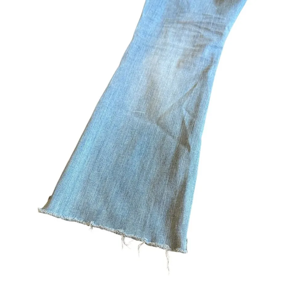 Madewell Cai Demi-Boot Cut Jeans Pants Light Wash High Low Raw Hem Size 26 Women - Image 9