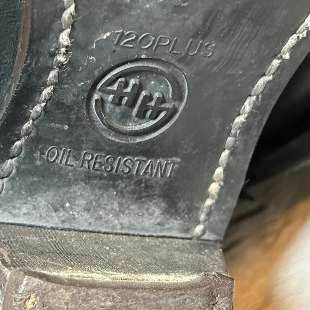 Double H Boots Vintage Leather Harness USA Made Round Toe Rugged Moto T1 Black Size 9 - Image 12