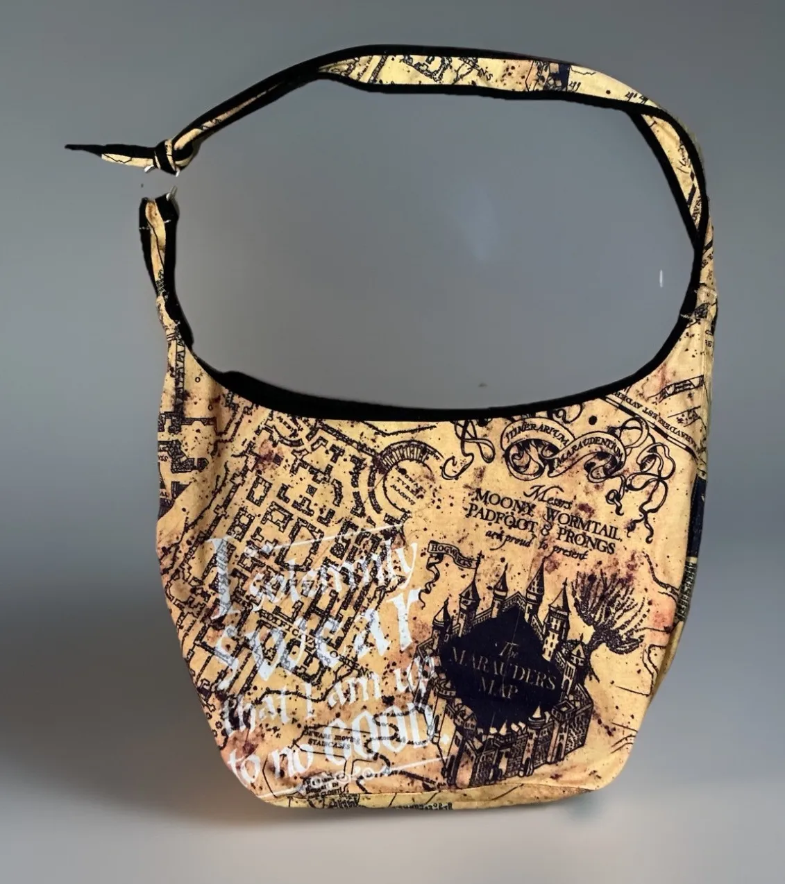 Harry Potter Marauders Map Hobo Bag Adjustable Strap Cosplay Purse - Image 1