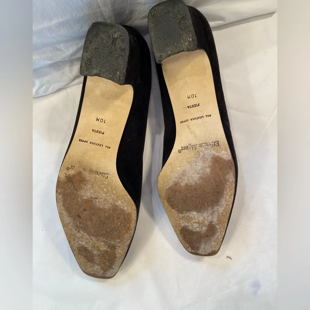 Etienne Aigner vintage blue suede pumps Fiesta, gold‎ logo accent bow, size 10 - Image 8