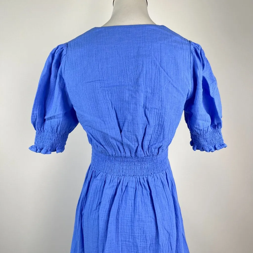 NWOT Boden Ada Double Cloth Cotton Blue Dress Size 8 Knee Length - Image 6