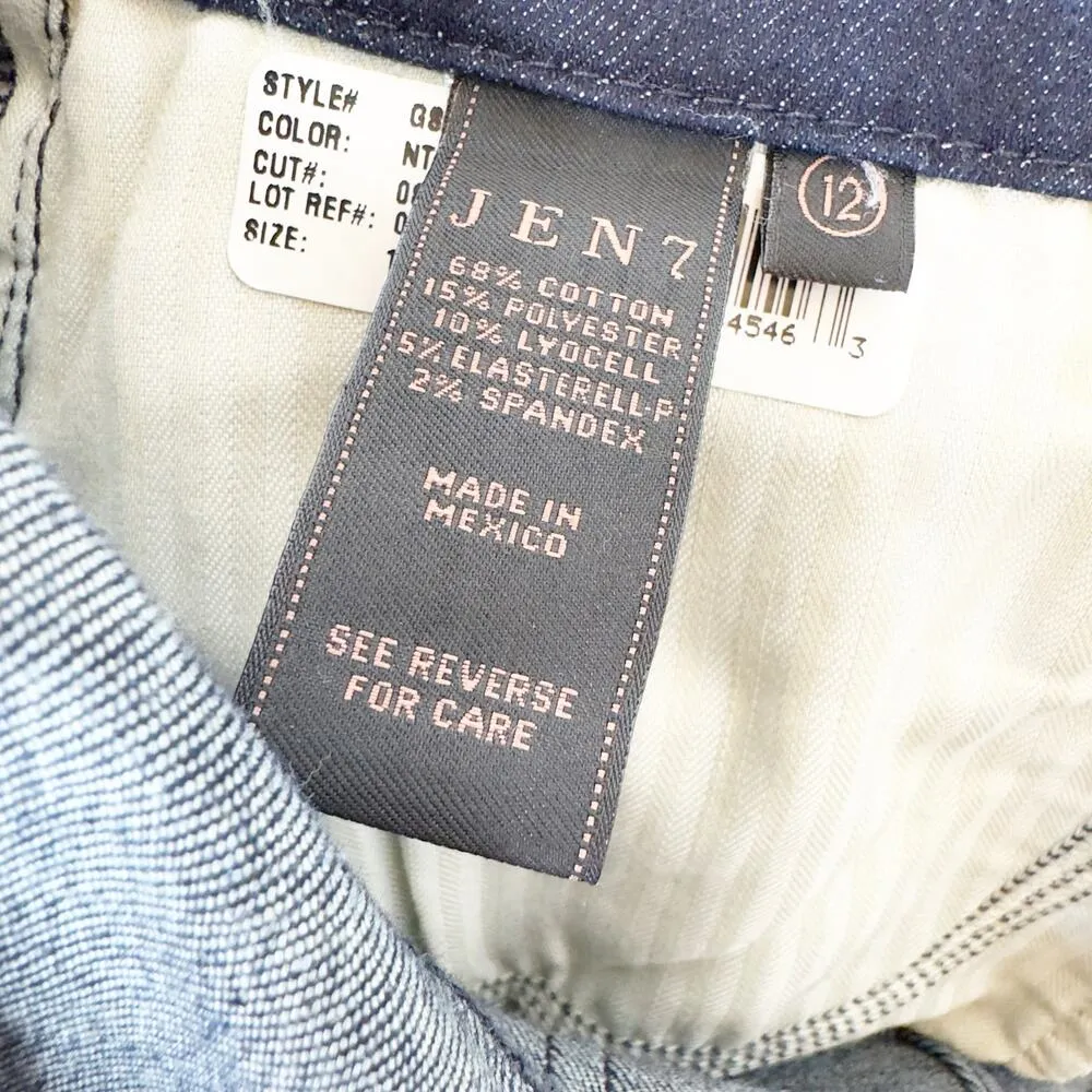 NWT Jen 7 For All Mankind Metallic Embellished Floral Ankle Skinny Jeans 12 Blue - Image 6