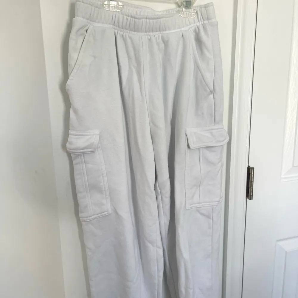 White Cargo Jogger Sweatpants - Image 2